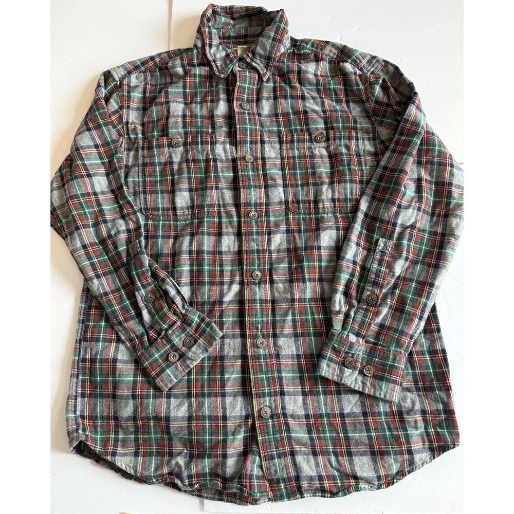 Duluth trading Men's Flannel Shirt Gray/green Plaid Sz M